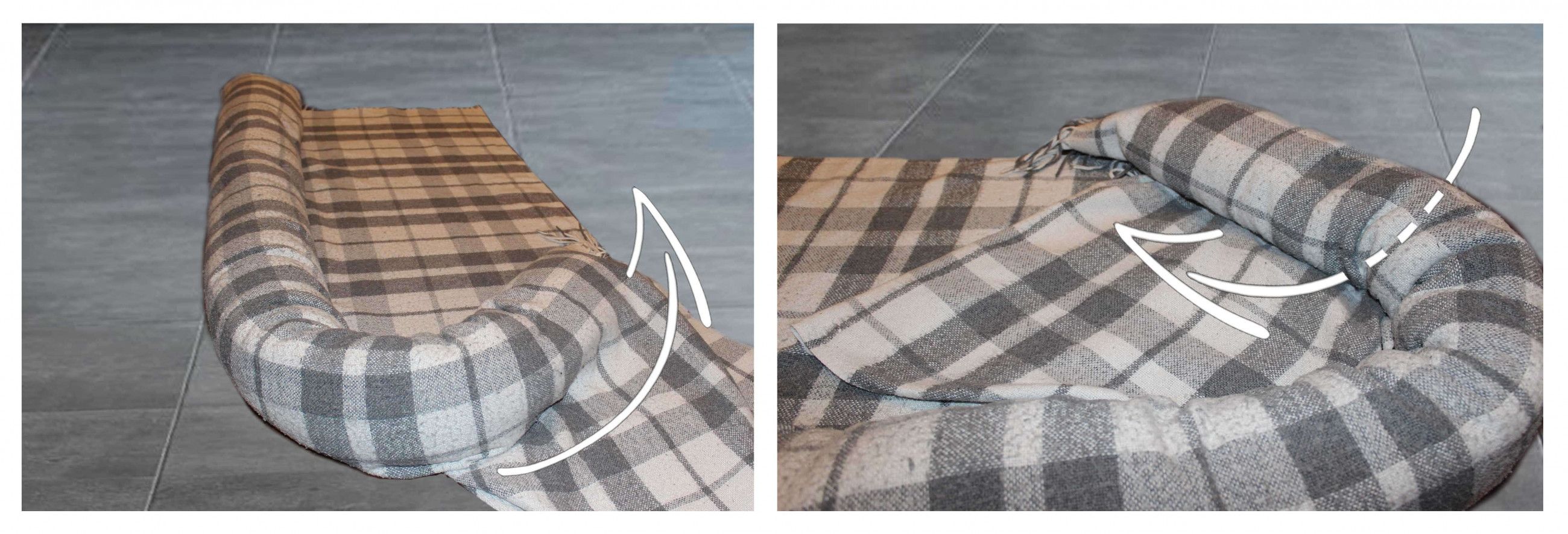 создаем бортики лежанки из пледа