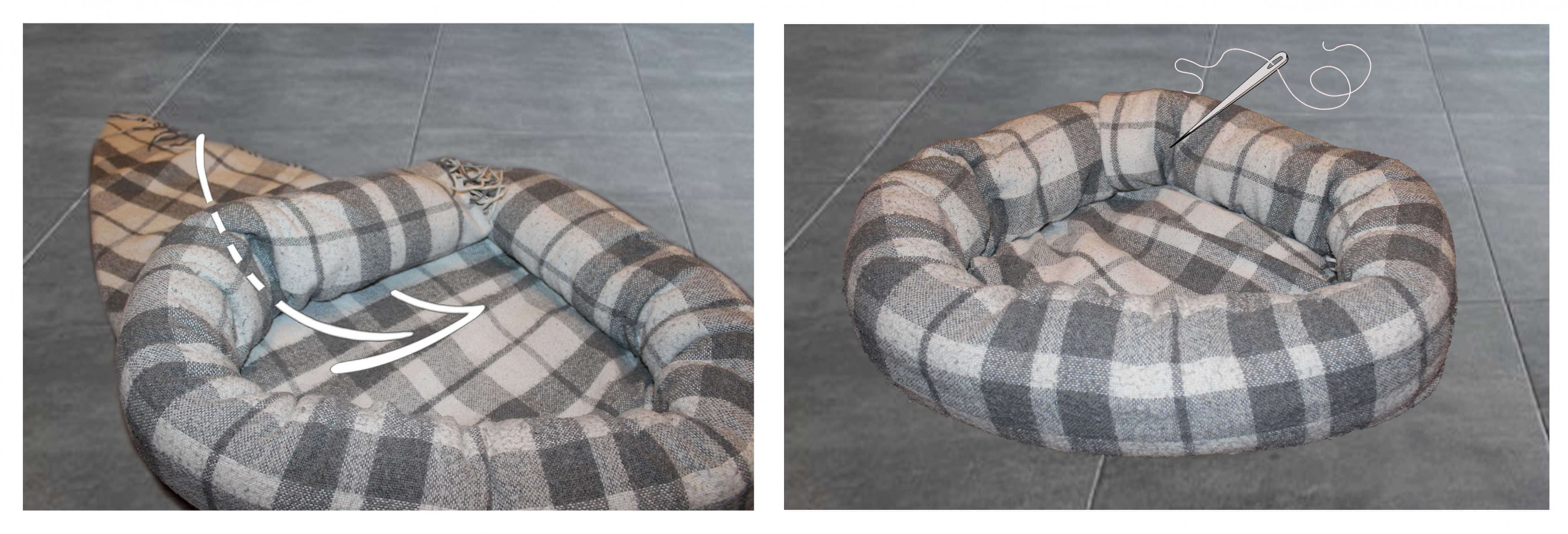 4 шаг скрепляем борт лежанки в кольцо