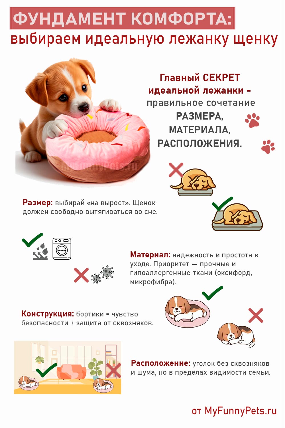 инфографика выбрать лежанку щенку
